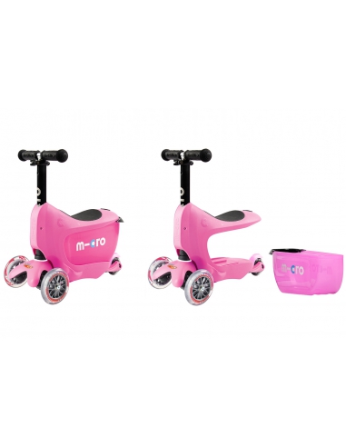 Jeździk i Hulajnoga Micro Mini2go Deluxe Plus Pink (z drążkiem do pchania)
