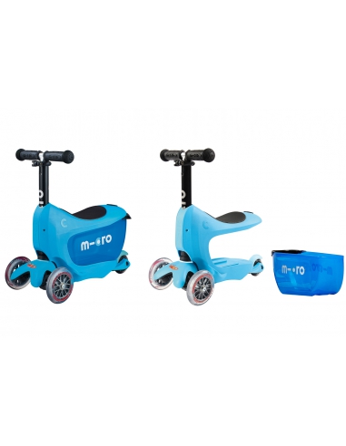 Jeździk i Hulajnoga Micro Mini2go Deluxe Plus Blue (z drążkiem do pchania)