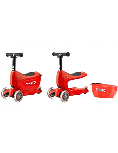 Jeździk i Hulajnoga Micro Mini2go Deluxe Plus Red (z drążkiem do pchania)