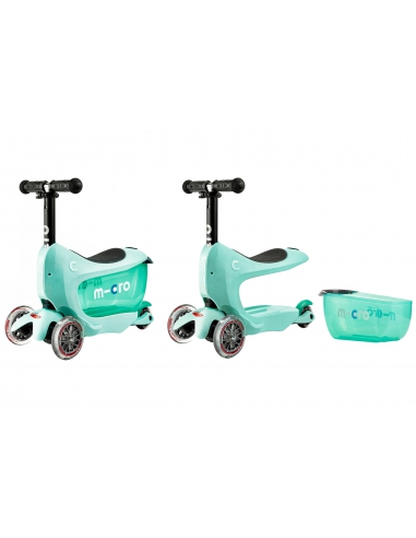 Jeździk i Hulajnoga Micro Mini2go Deluxe Plus Mint (z drążkiem do pchania)