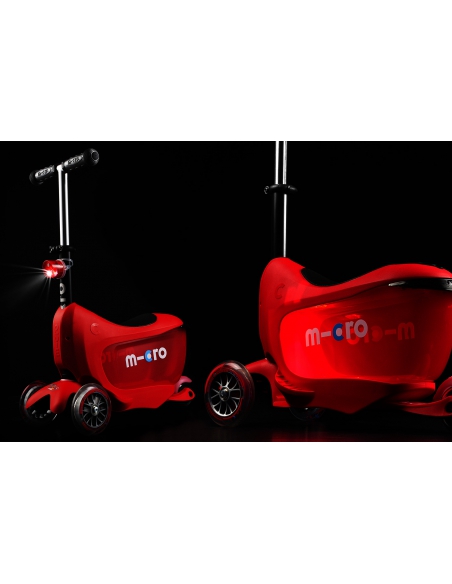 Jeździk i Hulajnoga Micro Mini2go Deluxe Plus Red (z drążkiem do pchania)