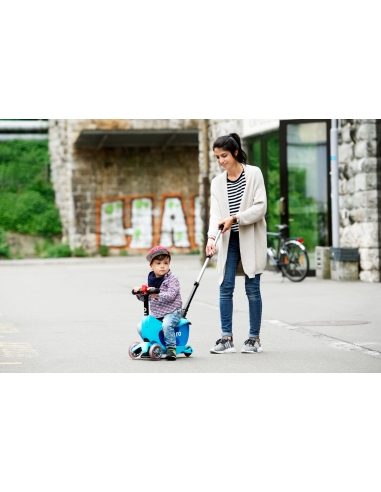 Jeździk i Hulajnoga Micro Mini2go Deluxe Plus Blue (z drążkiem do pchania)