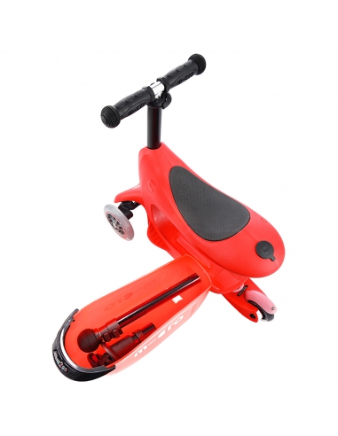 Jeździk i Hulajnoga Micro Mini2go Deluxe Plus Red (z drążkiem do pchania)