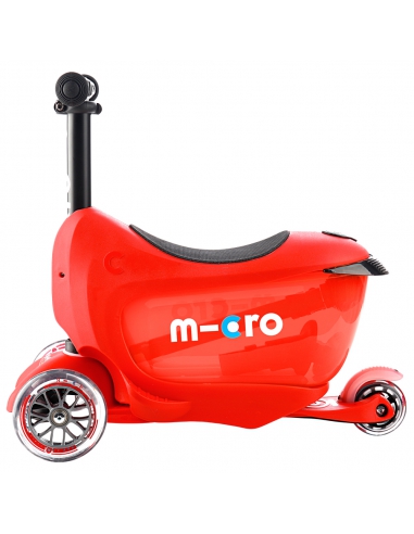 Jeździk i Hulajnoga Micro Mini2go Deluxe Plus Red (z drążkiem do pchania)