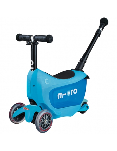 Jeździk i Hulajnoga Micro Mini2go Deluxe Plus Blue (z drążkiem do pchania)