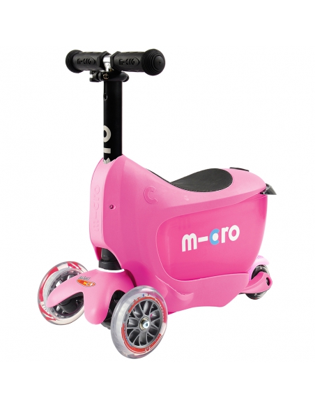 Jeździk i Hulajnoga Micro Mini2go Deluxe Plus Pink (z drążkiem do pchania)