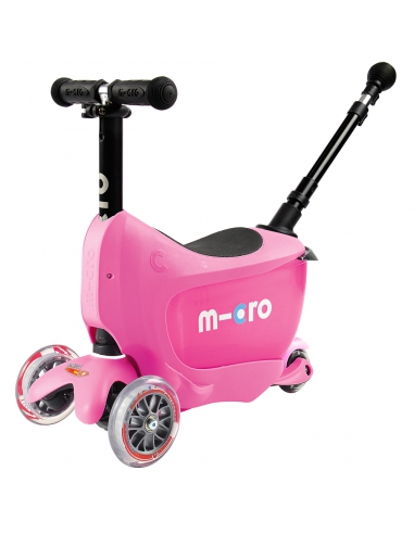 Jeździk i Hulajnoga Micro Mini2go Deluxe Plus Pink (z drążkiem do pchania)