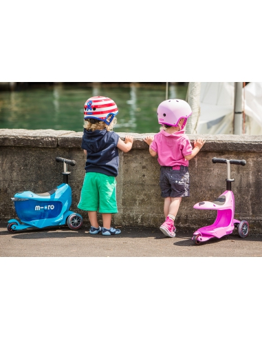 Jeździk i Hulajnoga Micro Mini2go Deluxe Plus Pink (z drążkiem do pchania)