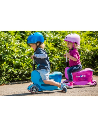 Jeździk i Hulajnoga Micro Mini2go Deluxe Plus Blue (z drążkiem do pchania)