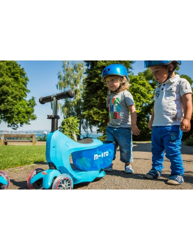 Jeździk i Hulajnoga Micro Mini2go Deluxe Plus Blue (z drążkiem do pchania)