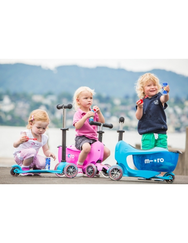 Jeździk i Hulajnoga Micro Mini2go Deluxe Plus Blue (z drążkiem do pchania)