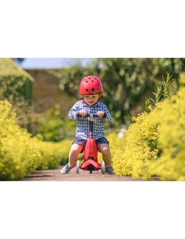 Jeździk i Hulajnoga Micro Mini2go Deluxe Plus Red (z drążkiem do pchania)