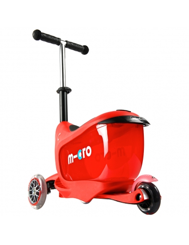 Jeździk i Hulajnoga Micro Mini2go Deluxe Plus Red (z drążkiem do pchania)