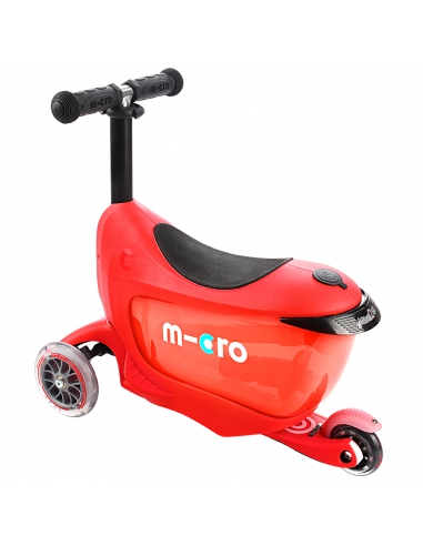 Jeździk i Hulajnoga Micro Mini2go Deluxe Plus Red (z drążkiem do pchania)