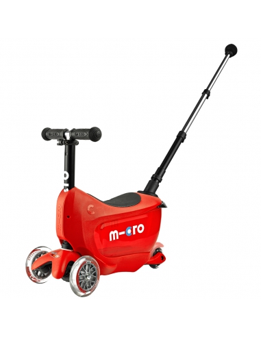 Jeździk i Hulajnoga Micro Mini2go Deluxe Plus Red (z drążkiem do pchania)