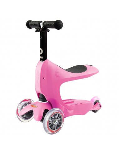 Jeździk i Hulajnoga Micro Mini2go Deluxe Plus Pink (z drążkiem do pchania)