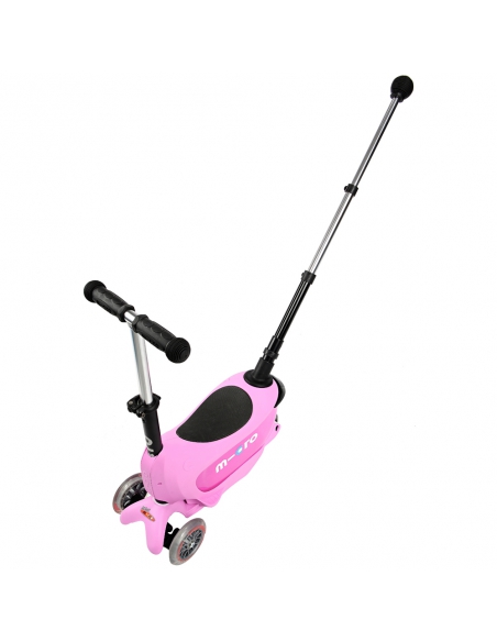 Jeździk i Hulajnoga Micro Mini2go Deluxe Plus Pink (z drążkiem do pchania)