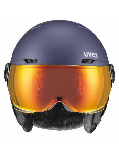 Kask narciarski Uvex Rocket Jr Visor Navy-Red Stripes Mat