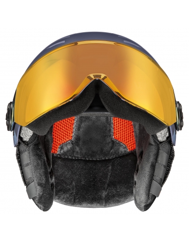 Kask narciarski Uvex Rocket Jr Visor Navy-Red Stripes Mat