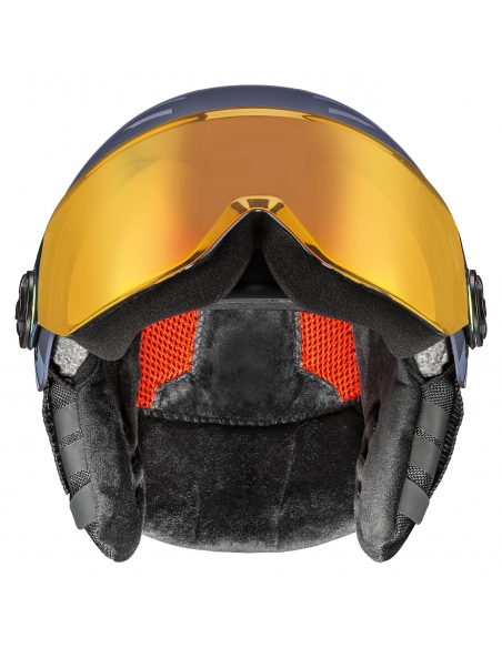 Kask narciarski Uvex Rocket Jr Visor Navy-Red Stripes Mat Kask narciarski Uvex Rocket Jr Visor Navy-Red Stripes Mat