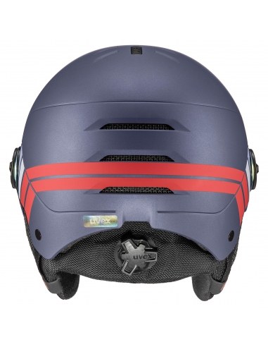 Kask narciarski Uvex Rocket Jr Visor Navy-Red Stripes Mat