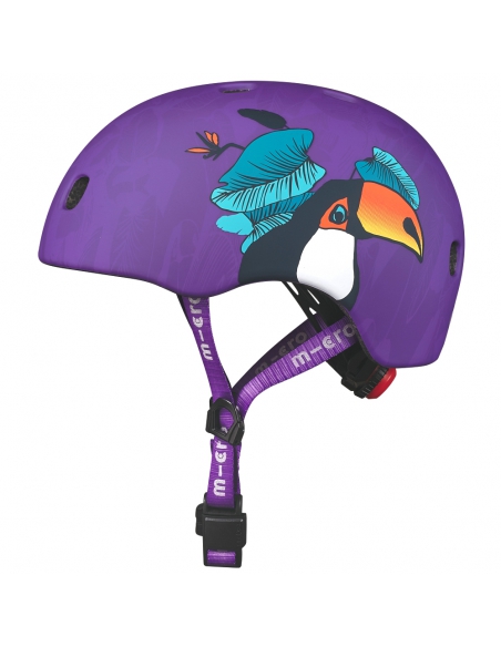 Kask dziecięcy Micro Tucan Purple z lampką i magnesowym zapięciem