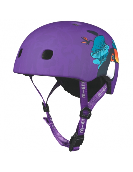 Kask dziecięcy Micro Tucan Purple z lampką i magnesowym zapięciem