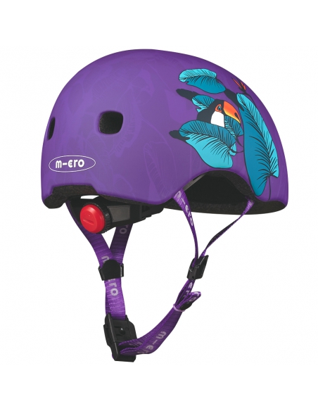 Kask dziecięcy Micro Tucan Purple z lampką i magnesowym zapięciem
