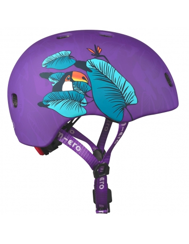 Kask dziecięcy Micro Tucan Purple z lampką i magnesowym zapięciem
