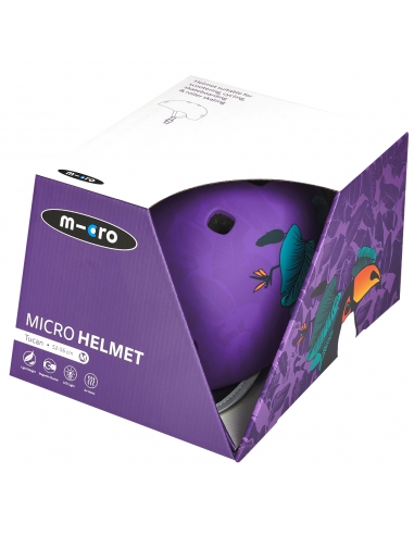 Kask dziecięcy Micro Tucan Purple z lampką i magnesowym zapięciem