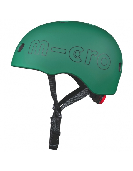 Kask dziecięcy Micro Forest Green z lampką i magnesowym zapięciem