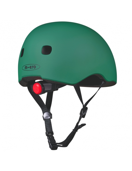 Kask dziecięcy Micro Forest Green z lampką i magnesowym zapięciem
