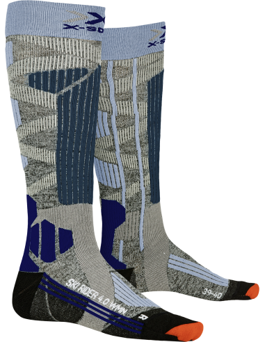 Skarpety narciarskie dla kobiet X-Socks SKI RIDER WOMEN 4.0 Stone Grey Melange/Mineral Blue