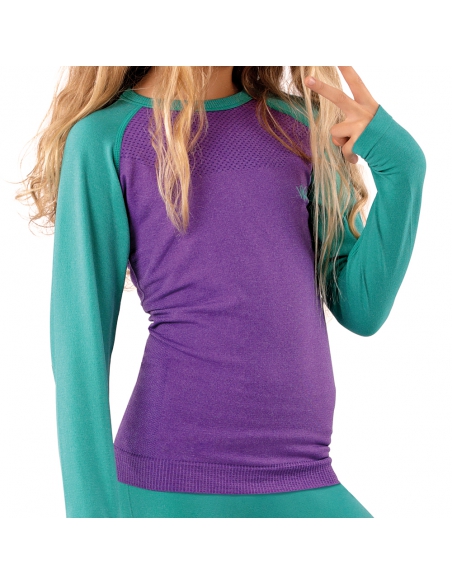 Bielizna termoaktywna dla dzieci (koszulka + getry) Viking ARATA KIDS fioletowo-zielona