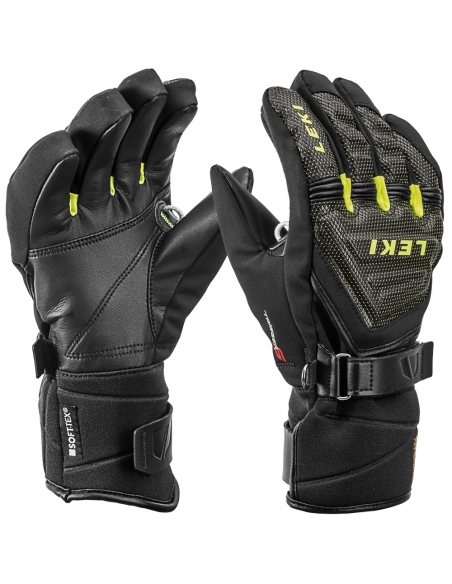 Rękawice narciarskie Leki Race Coach C-Tech S Junior (pięciopalczaste) Black/Ice-Lemon