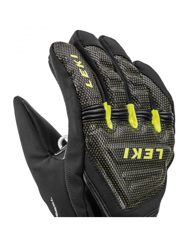 Rękawice narciarskie Leki Race Coach C-Tech S Junior (pięciopalczaste) Black/Ice-Lemon