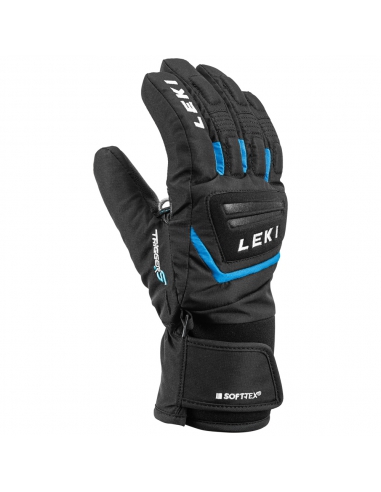 Rękawice narciarskie Leki Griffin S Junior (pięciopalczaste) Black-Cyan