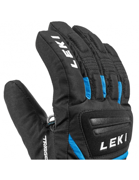 Rękawice narciarskie Leki Griffin S Junior (pięciopalczaste) Black-Cyan