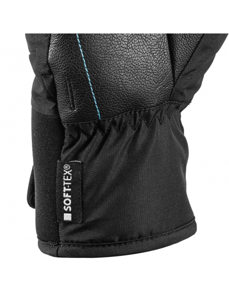 Rękawice narciarskie Leki Griffin S Junior (pięciopalczaste) Black-Cyan