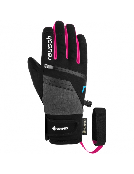 Rękawice narciarskie Reusch Travis Gore-Tex Junior (pięciopalczaste) Black/Black Melange/Pink Glo