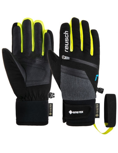 Rękawice narciarskie Reusch Travis Gore-Tex Junior (pięciopalczaste) Black/Black Melange/Safety Yellow