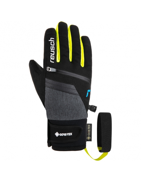 Rękawice narciarskie Reusch Travis Gore-Tex Junior (pięciopalczaste) Black/Black Melange/Safety Yellow