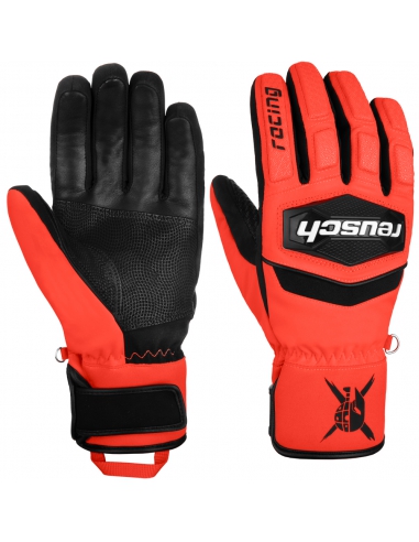 Rękawice narciarskie Reusch WorldCup Warrior R-TEX® XT Junior (pięciopalczaste) Black/Fluo-Red