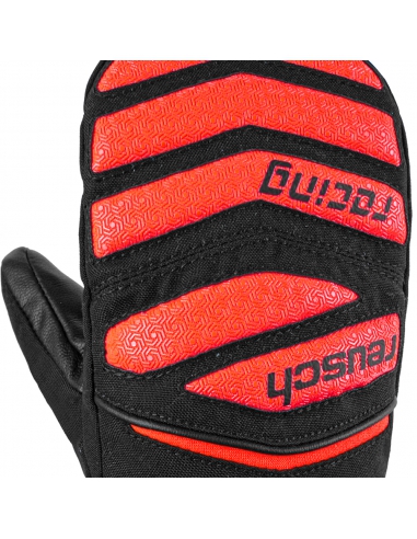 Rękawice narciarskie Reusch WorldCup Warrior Prime R-TEX® XT Mitten Junior (jednopalczaste) Black/Fluo-Red