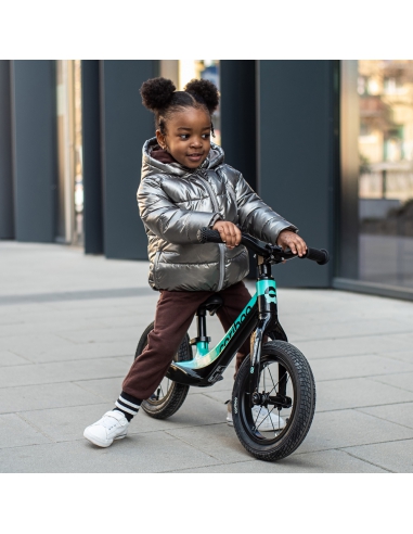 Rowerek biegowy Cariboo Magnesium Air Black/Turquoise (pompowane koła)
