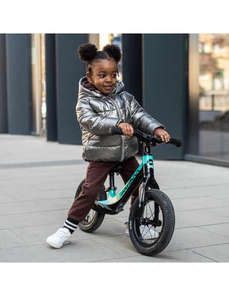 Rowerek biegowy Cariboo Magnesium Air Black/Turquoise (pompowane koła)