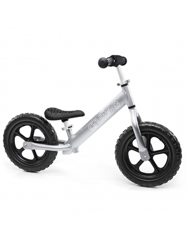 Rowerek biegowy Cruzee 12 SAFE srebrny czarne koła