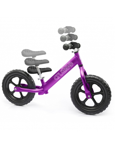 Rowerek biegowy Cruzee 12 SAFE fioletowy czarne koła + pasek do noszenia GRATIS