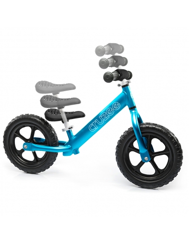 Rowerek biegowy Cruzee 12 SAFE niebieski czarne koła + pasek do noszenia GRATIS