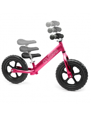 Rowerek biegowy Cruzee 12 SAFE różowy czarne koła + pasek do noszenia GRATIS